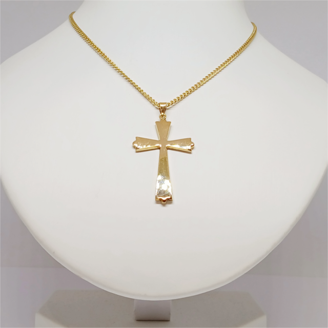 Cadena y Colgante Cruz Lisa Oro