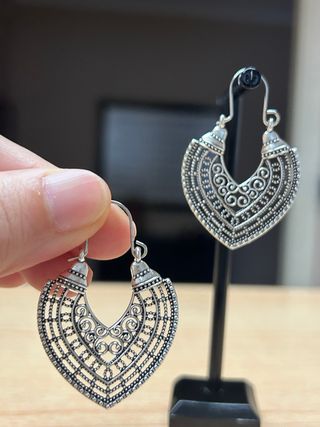 Pendientes corazón plata étnicos