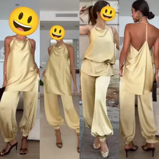 Top Satinado Dorado Zara