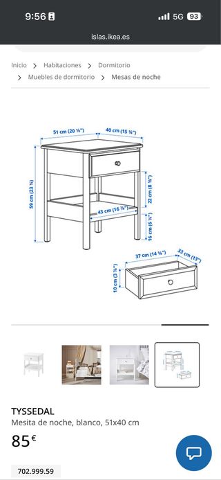 Estructura Cama Ikea 160x200 +  mesitas de noche