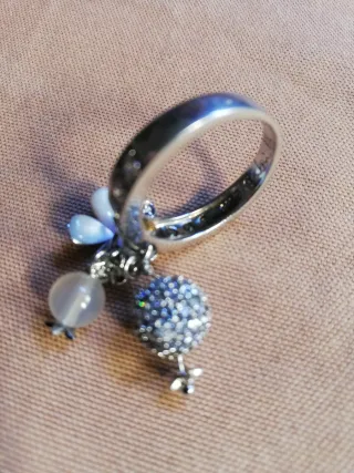 Anillo de plata 925 con flor y abalorios