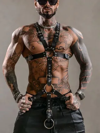 Harness sexy uomo nero hot rock metal punk rave bd