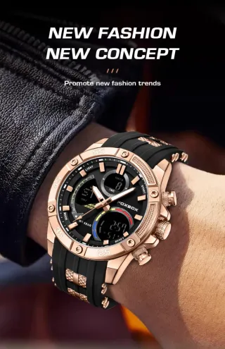 Reloj Foxbox Hombre Negro y Dorado