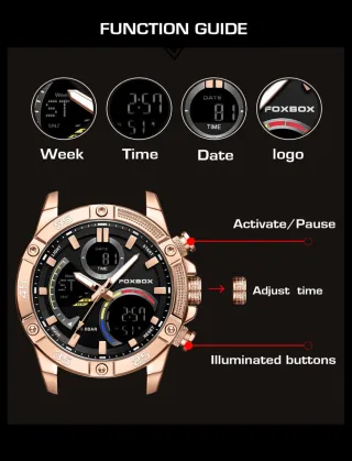 Reloj Foxbox Hombre Negro y Dorado