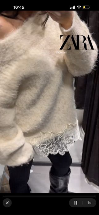 Jersey largo Zara con puntilla