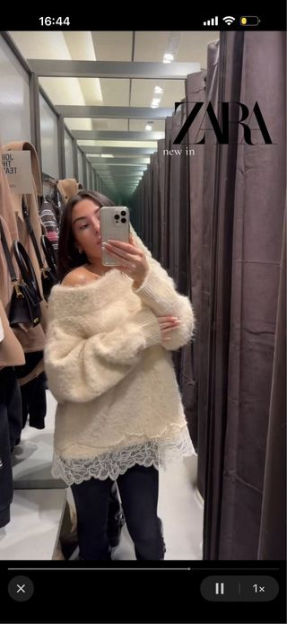 Jersey largo Zara con puntilla