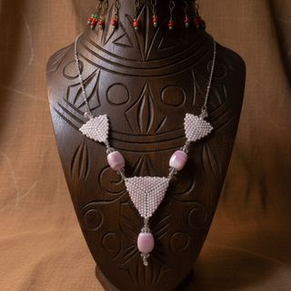 Collana Etnica Boho Femme Opale Rosa Artigianale