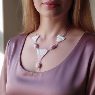 Collana Etnica Boho Femme Opale Rosa Artigianale