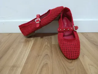 Manoletinas rojas malla ante