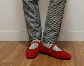 Manoletinas rojas malla ante