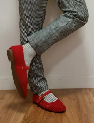 Manoletinas rojas malla ante