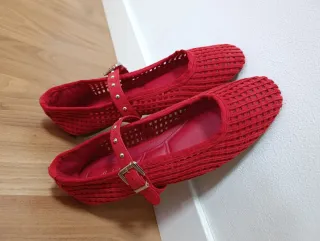 Manoletinas rojas malla ante