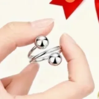 Anillo Plateado Bolas Ajustable