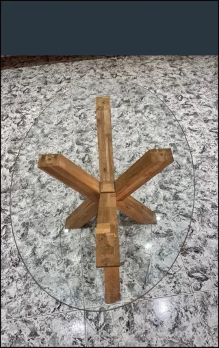 Mesa de centro AGERBY cristal y roble