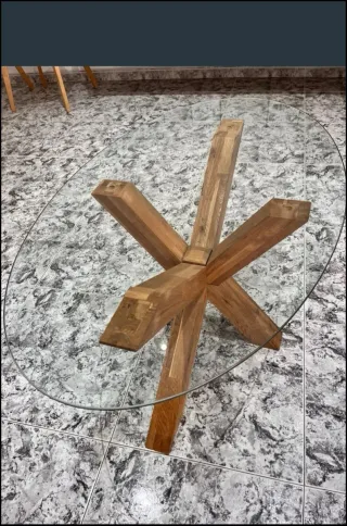 Mesa de centro AGERBY cristal y roble