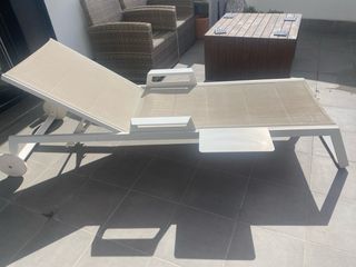 Tumbona de jardín aluminio y tela beige