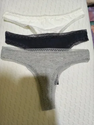 Pack 3 tangas algodón encaje