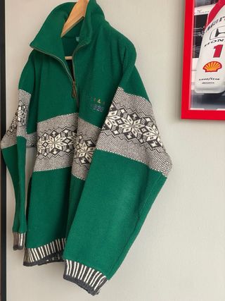 Jersey Polar Verde con Estampado Nórdico VINTAGE