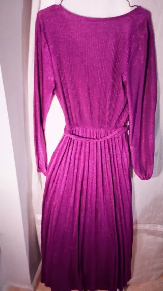 Vestido largo brillante morado talla única