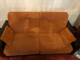 Sofá Cama 2 Plazas Tela Naranja + un sofa de 160