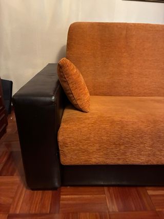 Sofá Cama 2 Plazas Tela Naranja + un sofa de 160