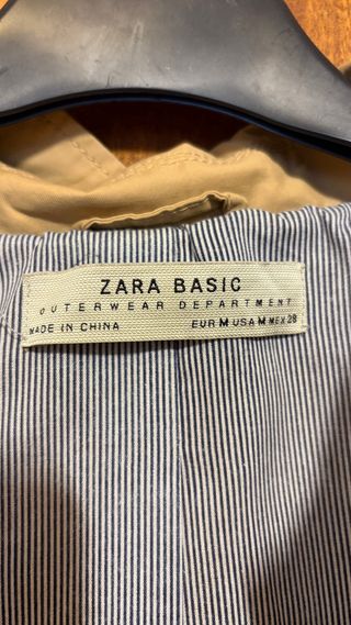 Gabardina Zara Beige Entret. Talla M