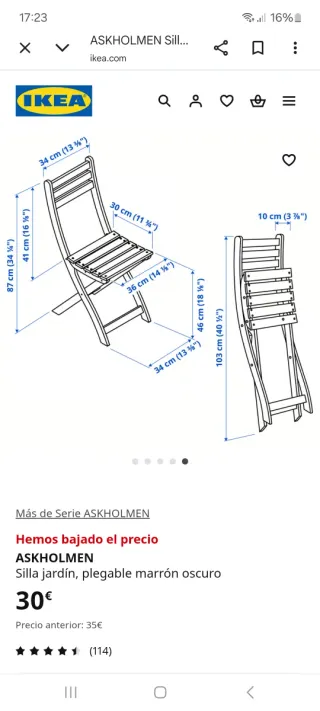 Mesa y 2 Sillas Askholmen Ikea para terraza