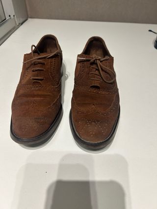 Zapato ante cordones mujer marrón