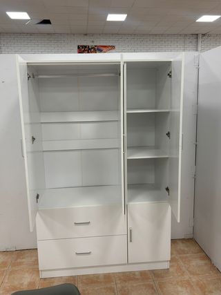 Armario ropero blanco 3 puertas con espejo