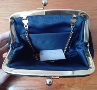 BOLSO FIESTA TELA PLISADA AZUL MARINO