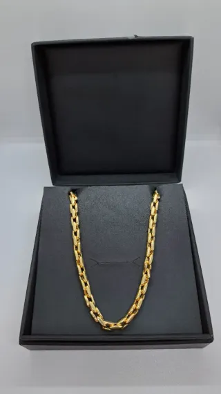 Cadena trenzada trigo chapada oro 750