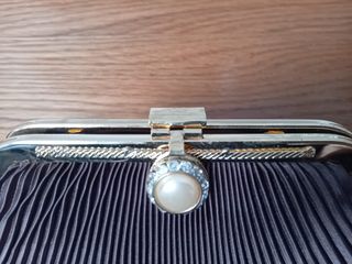 BOLSO FIESTA TELA MARRÓN Y DORADO