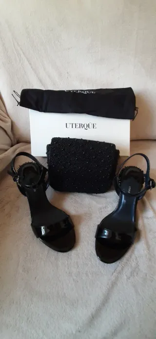 Conjunto Uterqüe Sandalias y Bolso Joya Ceremonia