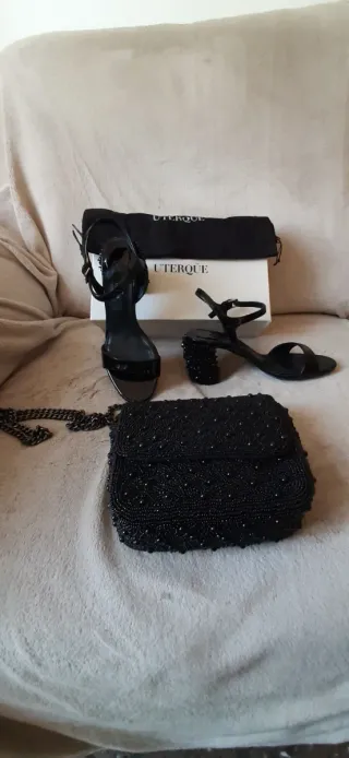 Conjunto Uterqüe Sandalias y Bolso Joya Ceremonia