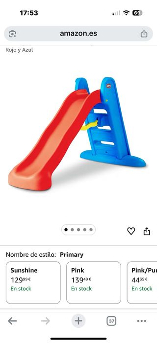 Tobogán infantil rojo y azul