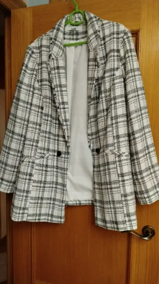 Chaqueta larga cuadros Primark Talla M
