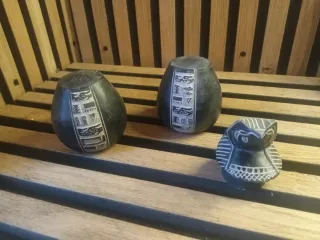 Figura Egipcia Antigua Tallada 3 piezas