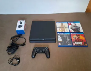 PS4 Slim 1TB + 4 Juegos TOP + Base Carga + Mando