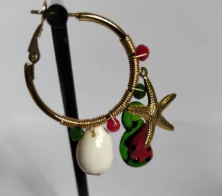 Pendientes Aro Sandía Estrella Acero Dorado