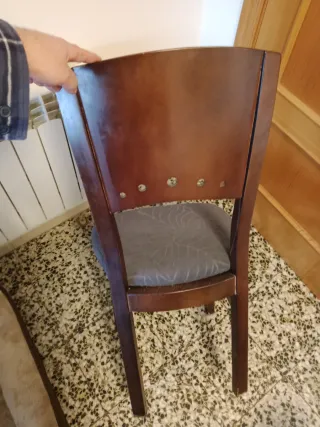 6 Sillas de Comedor Madera Tapizadas