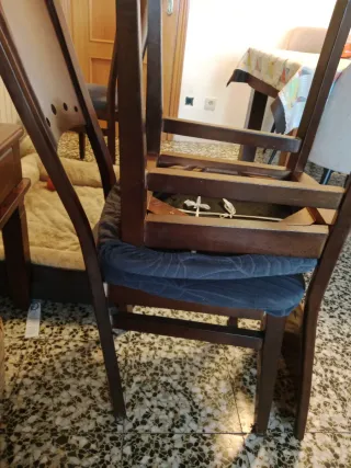 6 Sillas de Comedor Madera Tapizadas