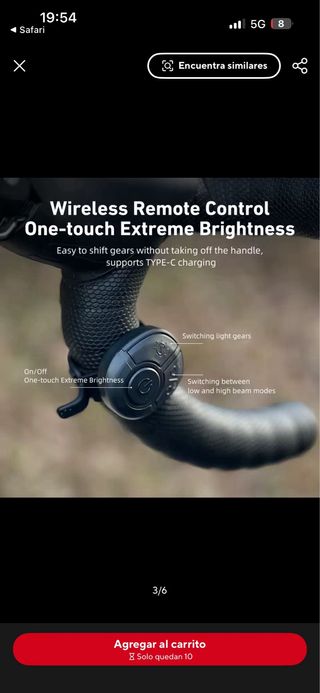 Linterna Bici 1600lm + Soporte Garmin/Gopro