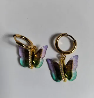Pendientes mariposa acero dorado