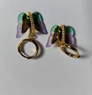 Pendientes mariposa acero dorado