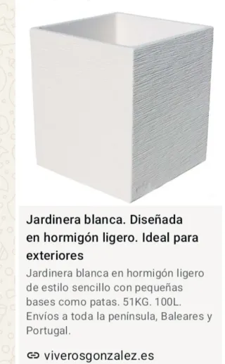 Fioriera Bianca in Cemento 50x40x40