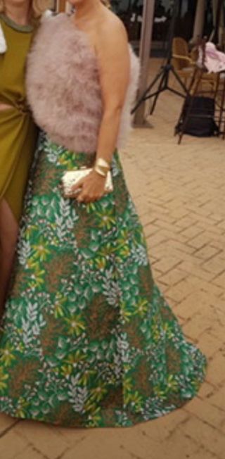 Vestido fiesta/invitada verde y rosa