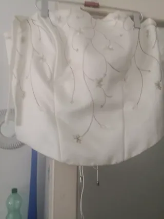 Vestido Novia 2 Piezas Raso y Top color crudo