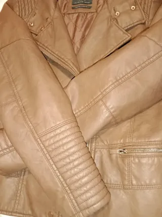 Cazadora Biker Marrón Bershka