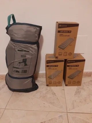 Tienda de campaña y 3 colchones inflables