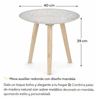 Mesa auxiliar madera mandala